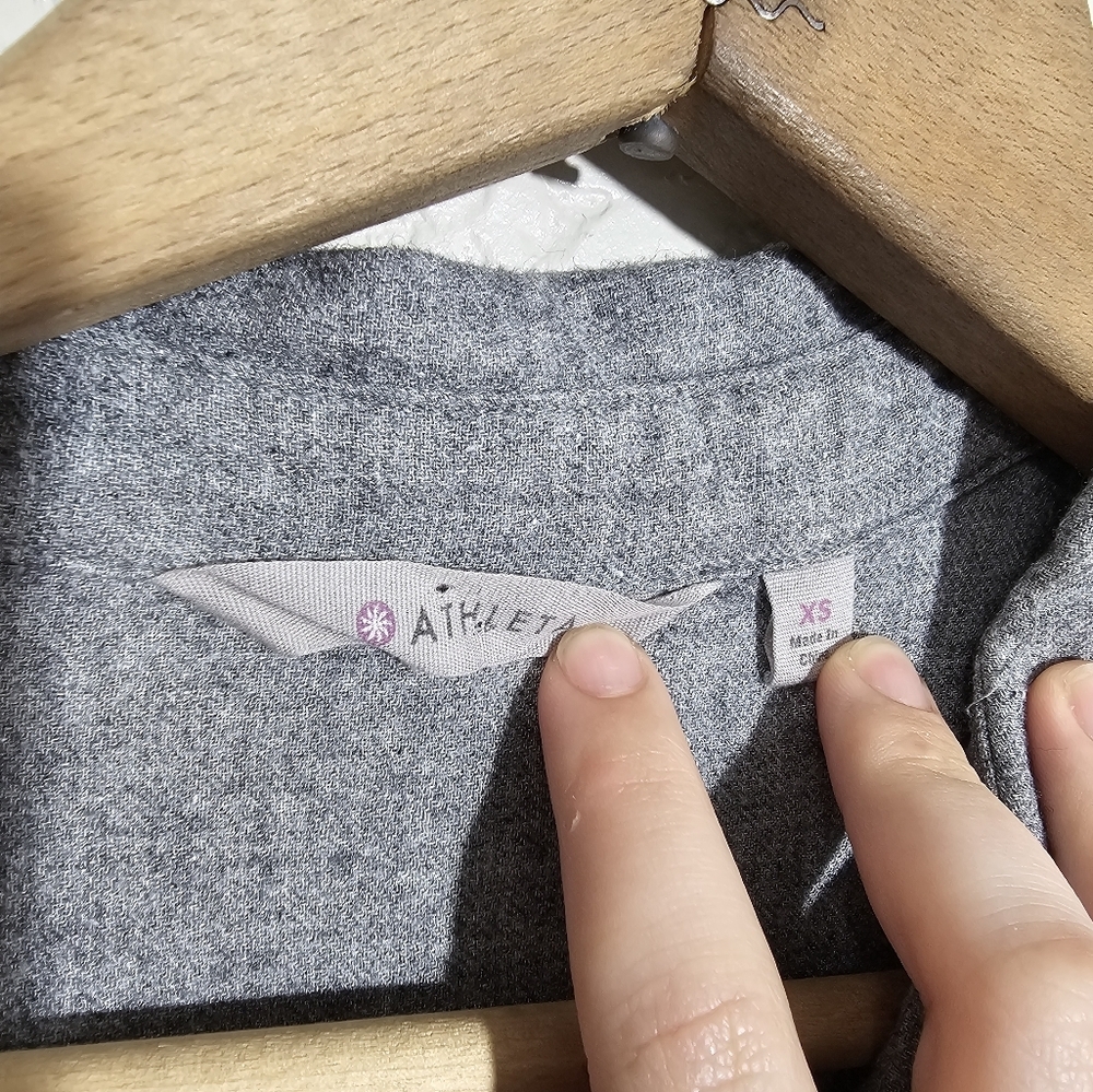 Athleta Solid Gray Wool Blend Button Down Shirt - image 4